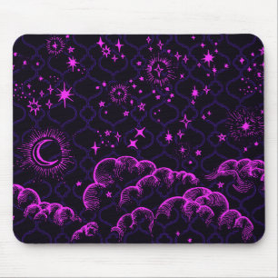 Alfombrilla De Ratón "Luna y Estrellas" Mousepad Marroquí (Rosa)