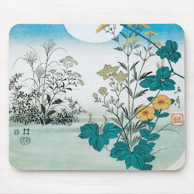 Alfombrilla De Ratón Luna y flores (Frente)