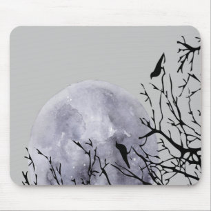 Alfombrilla De Ratón Luna y pájaros