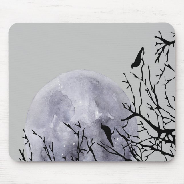 Alfombrilla De Ratón Luna y pájaros (Frente)