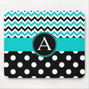 Alfombrilla De Ratón Lunar de Chevron de la turquesa