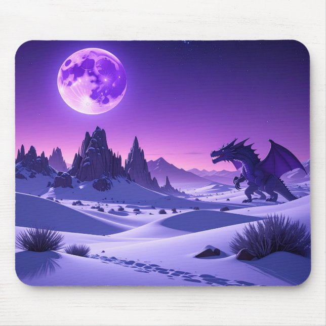 Alfombrilla De Ratón Lunar Wyrm – Purple Dragon Under the Moon Mousepad (Frente)