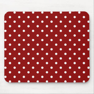 Alfombrilla De Ratón Lunares blancos pequeños fondo rojo cereza