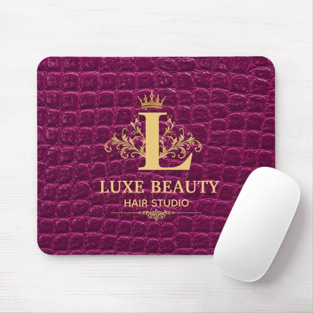 Alfombrilla De Ratón Luxury Crocodile Leather Monogram Gold Initial  (Con ratón)
