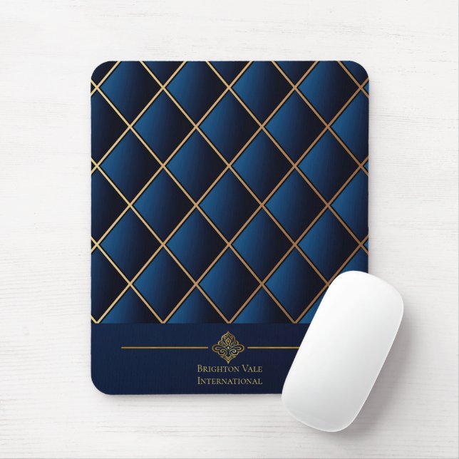 Alfombrilla De Ratón Luxury Navy Gold Executive Mousepad (Con ratón)