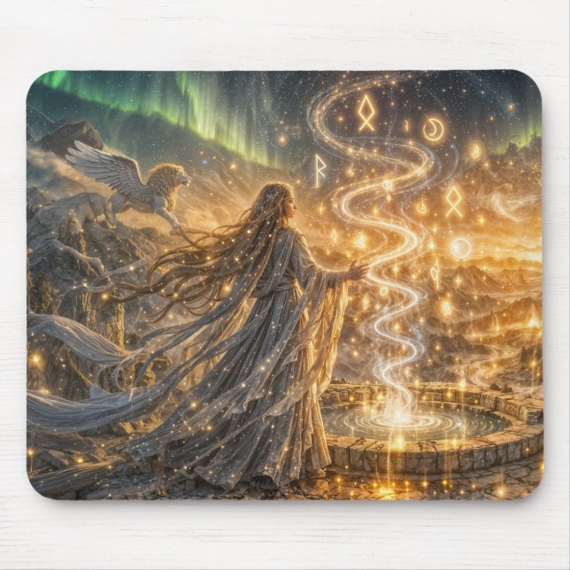 Alfombrilla De Ratón Luz de Fantasía Élfica Dorada – Fantasía Impresion (Frente)