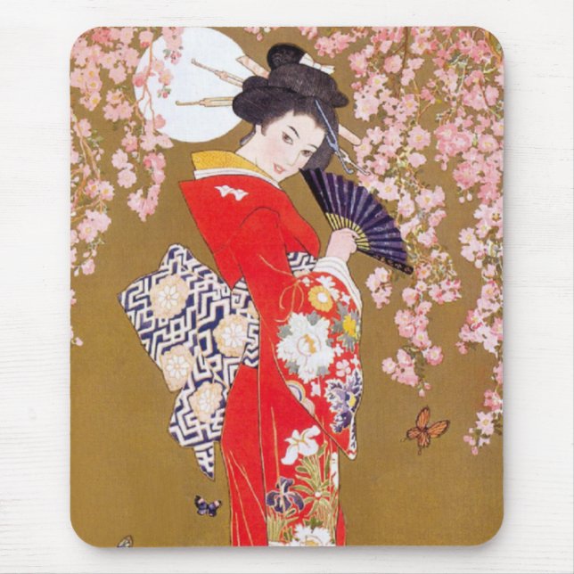 Alfombrilla De Ratón Luz de la luna y flores de cerezo (Frente)