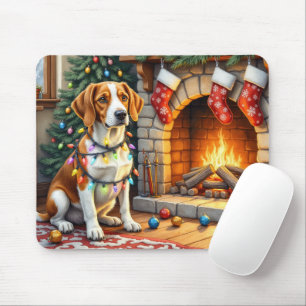 Alfombrilla De Ratón Luz de Navidad del Foxhound inglés americano