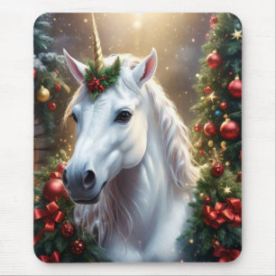 Alfombrilla De Ratón Luz de nieve: Unicornio, el Navidad encantado