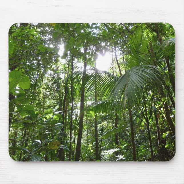 Alfombrilla De Ratón Luz solar a través de la selva tropical con cubier (Frente)