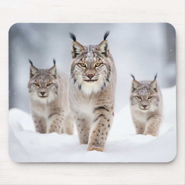 Alfombrilla De Ratón Lynx Animal Family Wandering Nature (Frente)