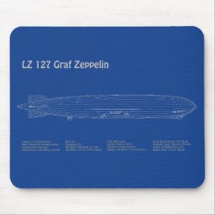 Alfombrilla De Ratón LZ 127 Graf Zeppelin - Aviso Planes Blueprint AD