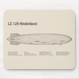 Alfombrilla De Ratón LZ 129 Hindenburg - Airship Blueprint Plans SD