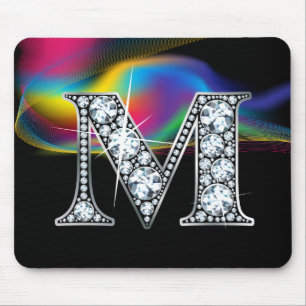 Alfombrilla De Ratón "M" Diamond Bling con Rainbow Swirl Mousepad