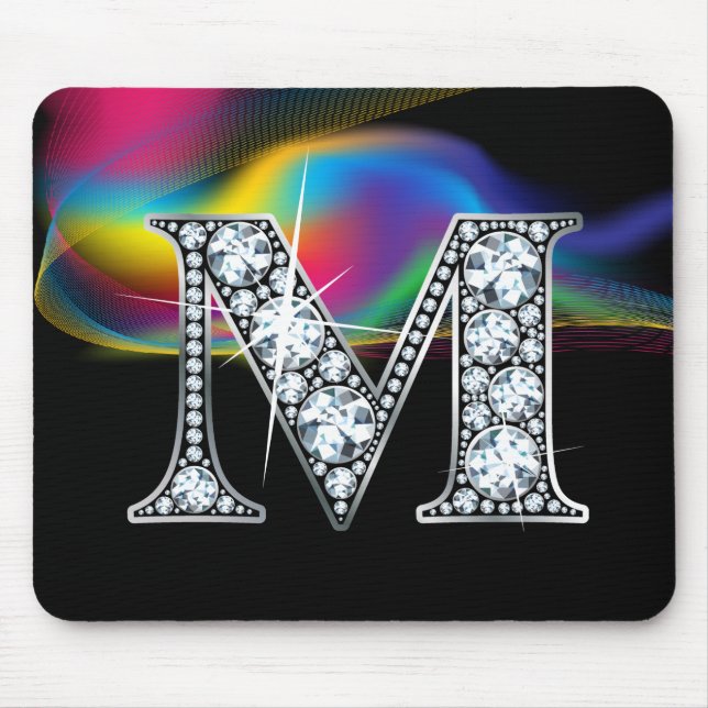 Alfombrilla De Ratón "M" Diamond Bling con Rainbow Swirl Mousepad (Frente)