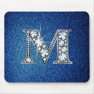 Alfombrilla De Ratón M Faux-"Diamond Bling" en Denim Mousepad