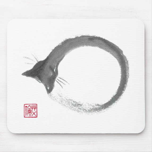Alfombrilla De Ratón Macarrones - gato Enso de Sumi-e (Frente)