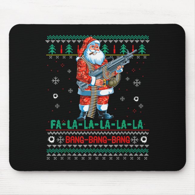 Alfombrilla De Ratón Machine Santa Claus Gun Lover Ugly Christmas Sweat (Frente)