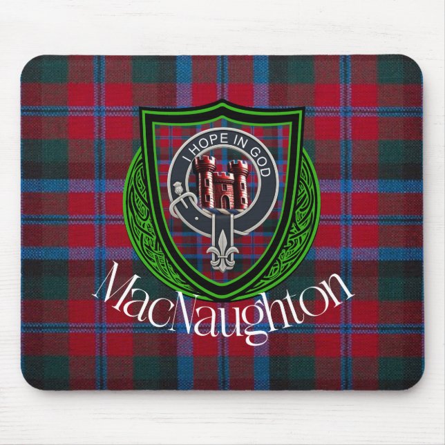 Alfombrilla De Ratón MacNaughton Scottish Clan Tartan & Crest (Frente)