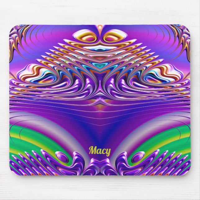 Alfombrilla De Ratón MACY ~ Zany Green, Blue, Yellow and Purple (Frente)