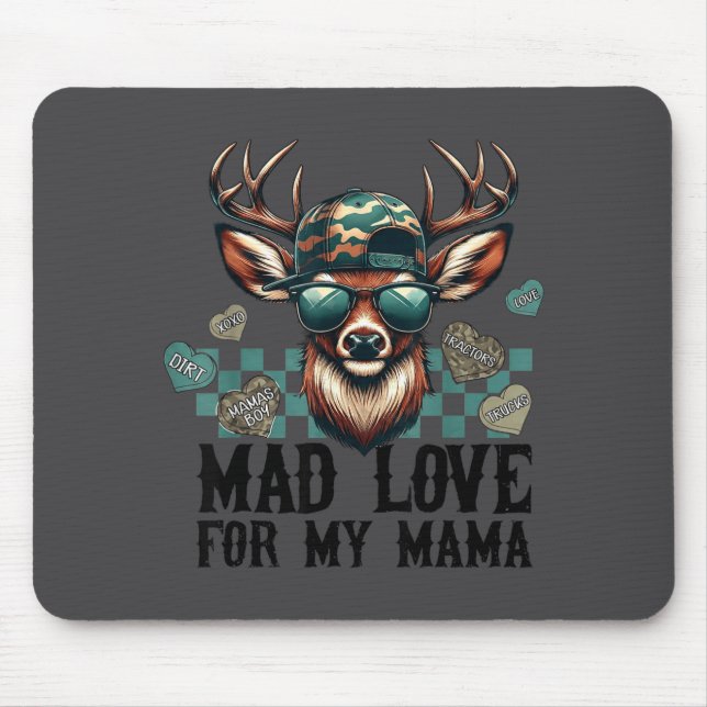 Alfombrilla De Ratón Mad Love For My Mama Deer Head Valentines Day Hunt (Frente)