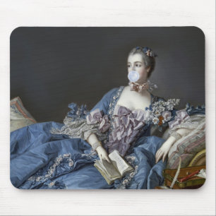 Alfombrilla De Ratón Madame de Pompadour soplando un chicle azul