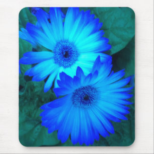 Alfombrilla De Ratón Madera de margaritas azules brillantes 2 Almohadil