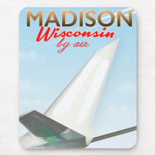 Alfombrilla De Ratón Madison Wisconsin USA Vintage flight poster