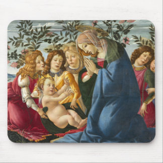 Alfombrilla De Ratón Madonna Adorando al Niño con 5 Ángeles Botticelli