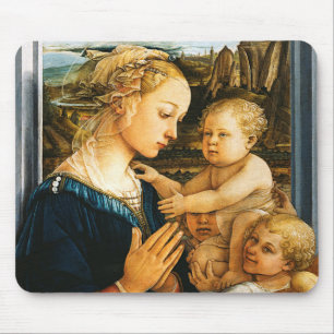 Alfombrilla De Ratón Madonna con niño y dos ángeles, Filippo Lippi