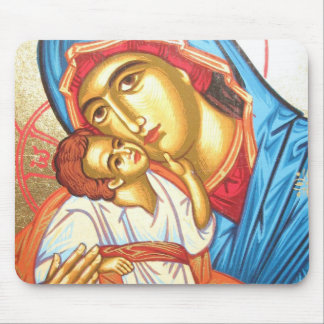 Alfombrilla De Ratón Madonna con oro religioso bizantino del icono de