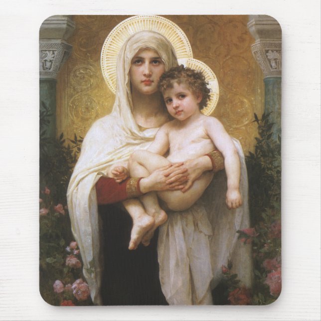 Alfombrilla De Ratón Madonna de los Rosas de Bouguereau (Frente)