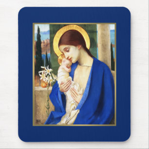 Alfombrilla De Ratón Madonna y el niño. Regalo de Navidades Bellas Art
