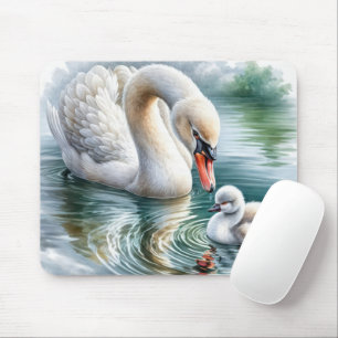 Alfombrilla De Ratón Madre cisne con cygnet