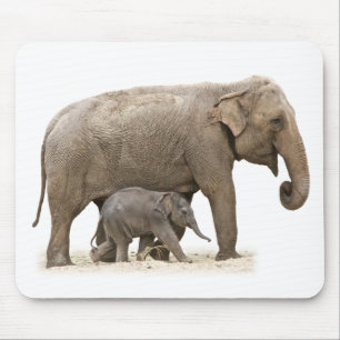 Alfombrilla De Ratón Madre e hijo elefante