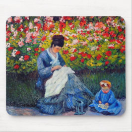 Alfombrilla De Ratón Madre y niño monet en el jardín