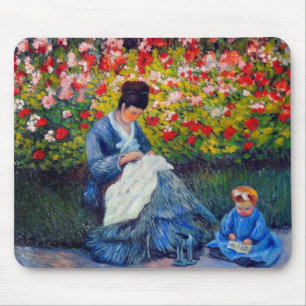 Alfombrilla De Ratón Madre y niño monet en el jardín