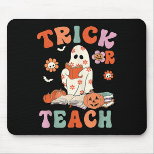 Alfombrilla De Ratón Maestra De Fantasma Floral Trick O Teach Retro Gro
