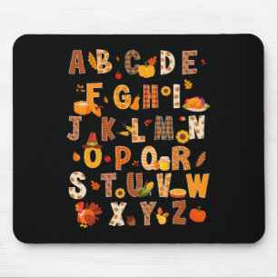 Alfombrilla De Ratón Maestra Niños Alphabet Turquía Calabaza Otoño Grac