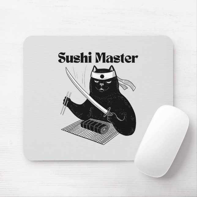 Alfombrilla De Ratón maestro de sushi, gato de sushi (Con ratón)