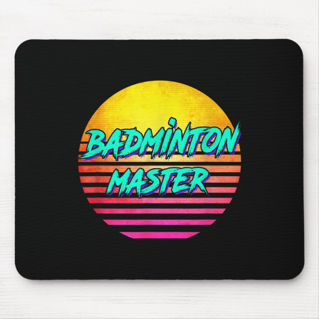 Alfombrilla De Ratón Maestro Retro de Bádminton de los 80  (Frente)