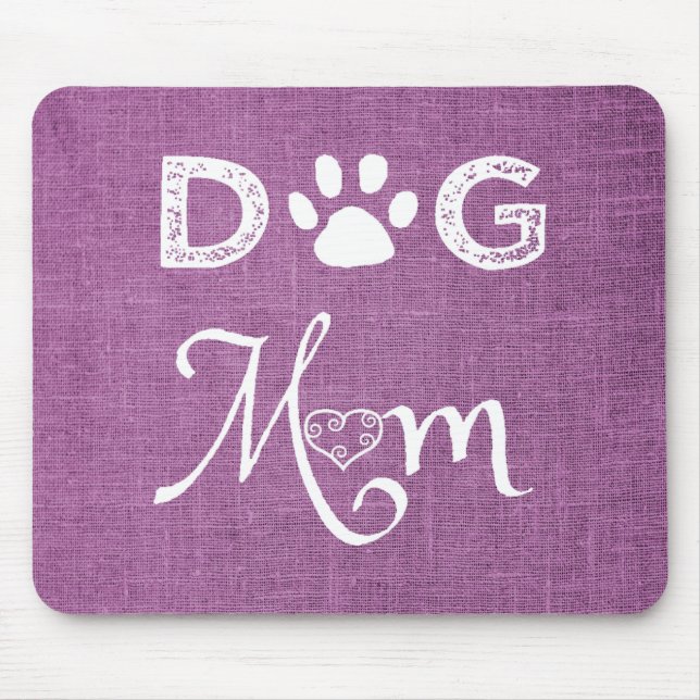 Alfombrilla De Ratón Magenta Burlap Perro Mamá Pad Mouse (Frente)