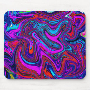 Alfombrilla De Ratón Magenta de mármol, arte abstracto azul y rojo