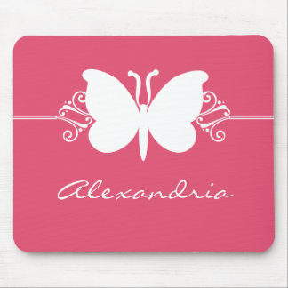 Alfombrilla De Ratón Magenta Mariposa Swirls Mousepad