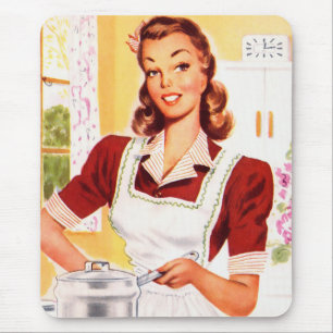Alfombrilla De Ratón Magia de Cocina Retro Vintage Mujeres Kitsch 50s