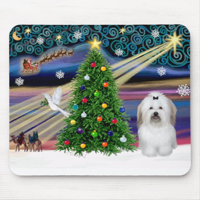 Alfombrilla De Ratón Magia de Navidad Coton De Tulear (Frente)