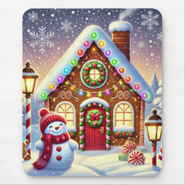 Alfombrilla De Ratón Magical Gingerbread Wonderland: Festive Snowman an