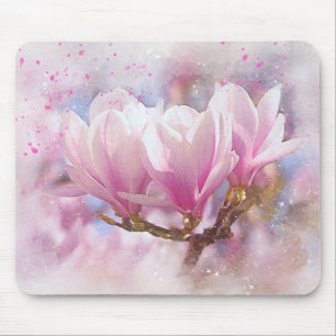 Alfombrilla De Ratón Magnolia púrpura rosada en flor de primavera