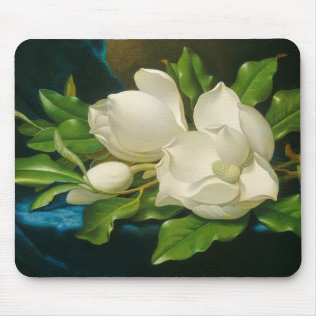 Alfombrilla De Ratón Magnolias gigantes con un traje de terciopelo azul (Frente)