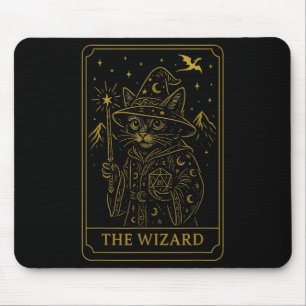 Alfombrilla De Ratón Mago Rpg Gamer D20 Dice Nerdy Geek Gato Hombres Mu